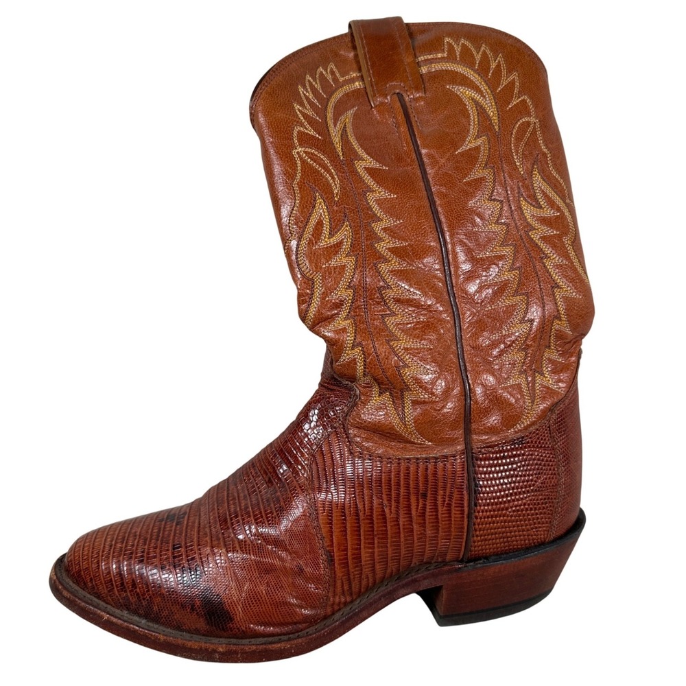 Tony Lama Mens 7.5 D Brown Lizard Exotic Western Cowboy‎ Boots Y2062 USA